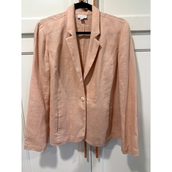 J. Jill Love Linen Blazer Women's Small S Peach Pink Casual Career Jacket - Picture 1 of 7